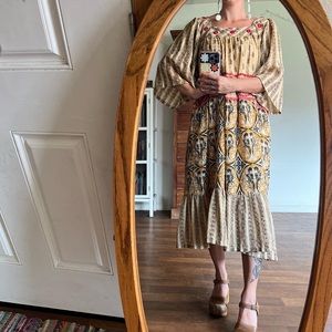 Ramona Rull New York
70s/80s Bohemian 
Hand block printed 
Mirror work dress